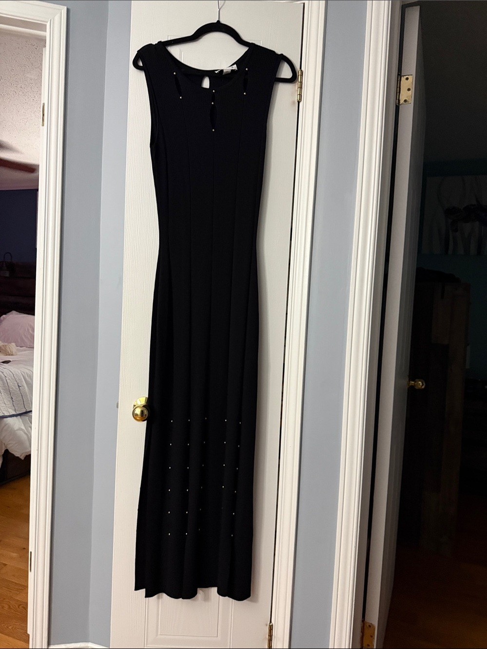 Joseph Ribkoff Black Sleeveless Maxi Dress with Subtle Studs